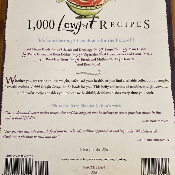 1,000 Low-fat Recipes by Terry Blonder Golson - book paperback (cookbook) - Picture 5 of 7